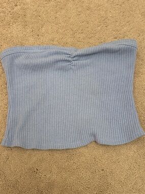 Urban Outfitters Light Blue Ribbed Strapless Crop